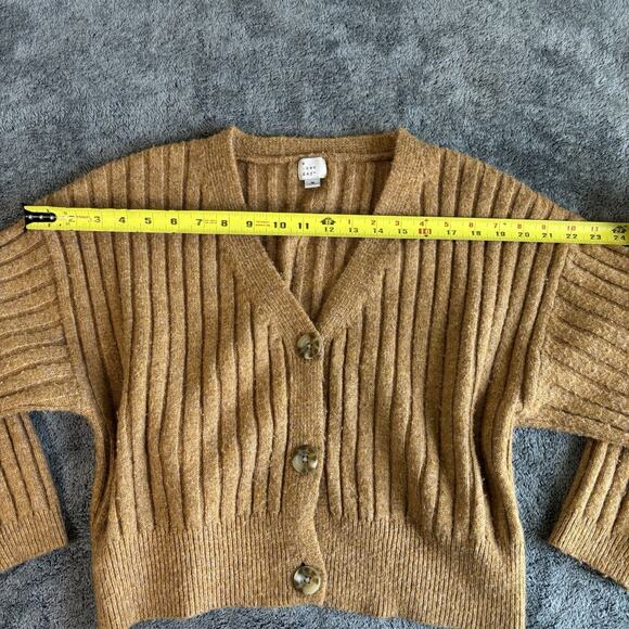 A New Day‎ Women's Crop Button Up Mustard Sweater Size M - Picture 6 of 8